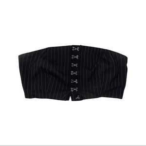 Black Bandeau Top with subtle white pin-stripes